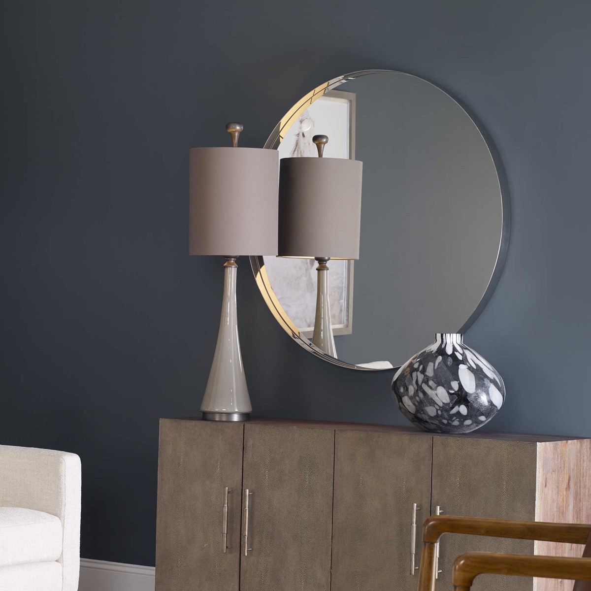 ROUND MIRROR - 40 NICKEL - lbinterior
